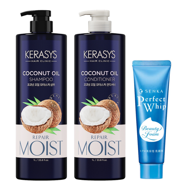 Kerasys - Coconut Oil - Shampoo 1L e Condicionador 1L (Grátis SENKA - Perfect Whip A 50g) Kerasys - Coconut Oil - Shampoo 1L e Condicionador 1L (Grátis SENKA - Perfect Whip A 50g)
