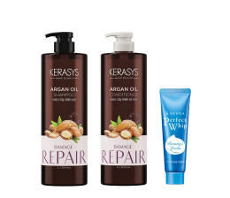 Kerasys Shampoo 1L e Condicionador 1L-Argan Oil - Cabelos Secos (Grátis SENKA - Perfect Whip A 50g)